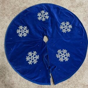Blue Tree Skirt with Snowflake Design